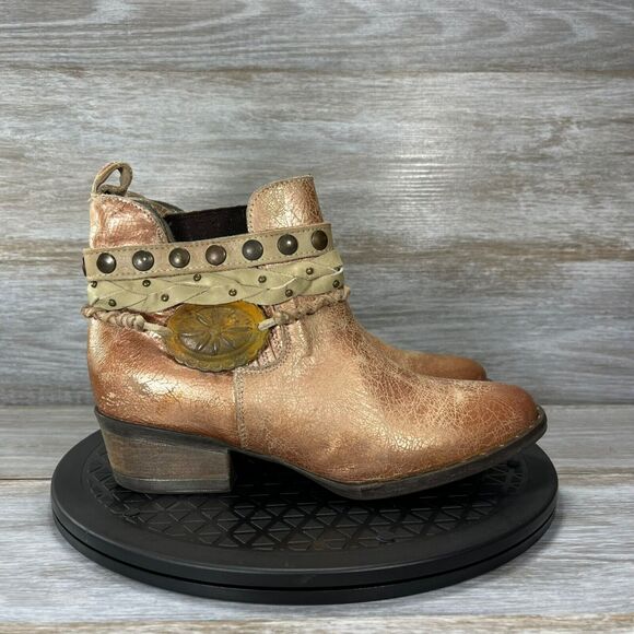 Corral Circle G Rose Gold Copper Metallic Western Rodeo Short Boots Size 7.5 - Picture 3 of 9